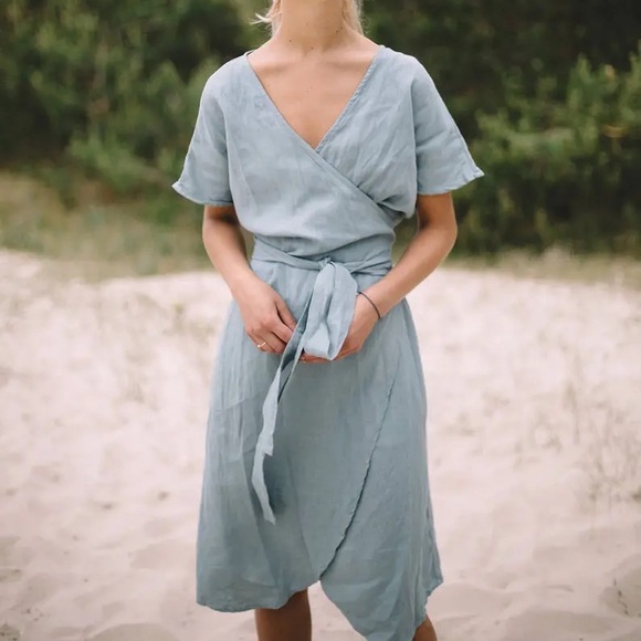 Linen fox wrap dress - Picture 2 of 2